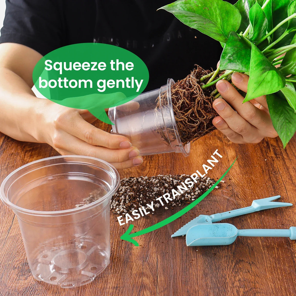 Carvallo Planter Set | 30-piece Set Transparent | 6,7" + 5" + 4" | Flexibel, Robust & med dräneringshål Carvallo