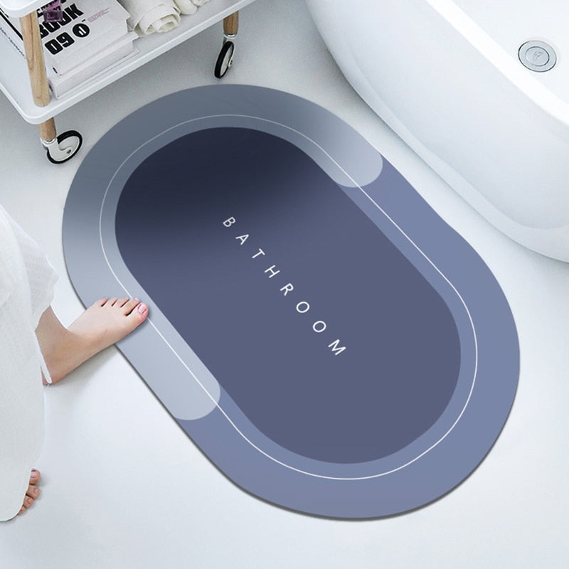 Ultraabsorberande Oval Badrumsmatta-Home-bellasverige-Bathroom Blå-40X60CM-Hemnix