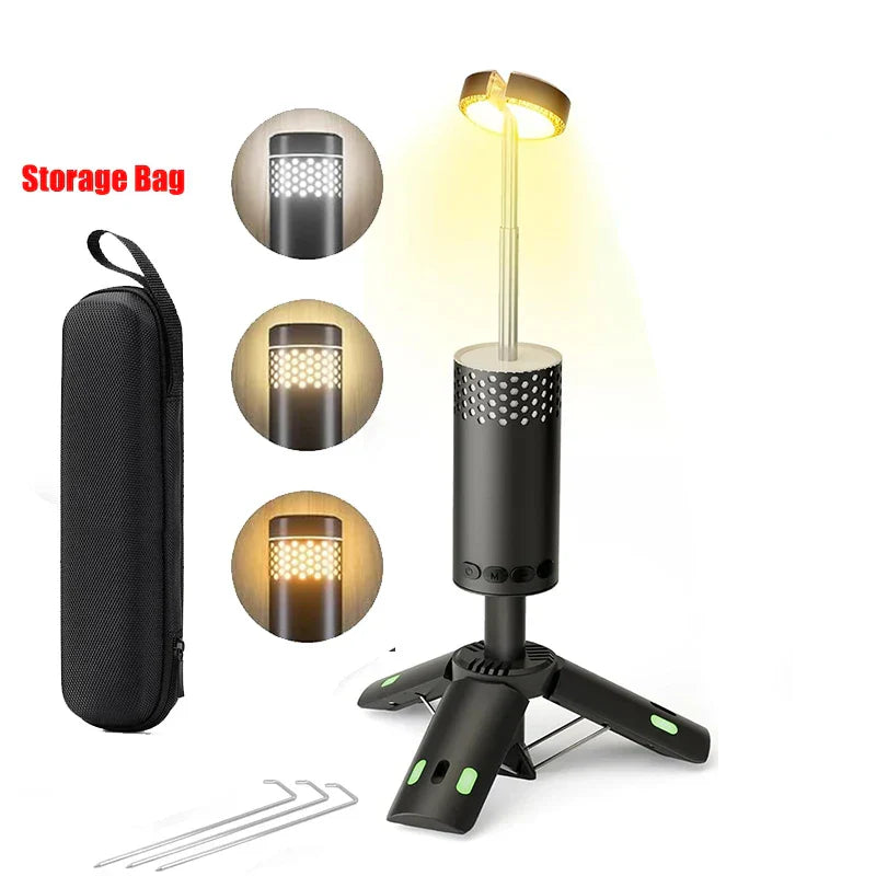 Carvallo Campinglampa | 10.000 mAh batteri | Teleskopdesign & stativ | Dimbar med SOS-funktion | Utomhus & nödbelysning Carvallo