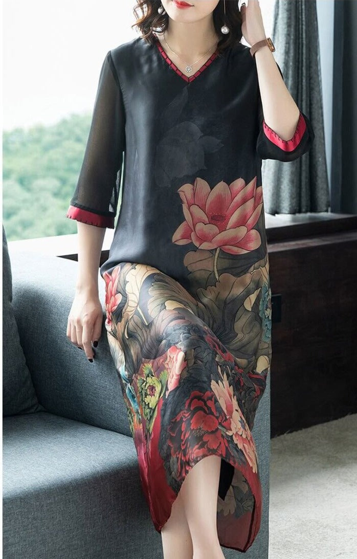 Klänning i äkta mjukt silke-Clothes for women-Hemnix-Hemnix