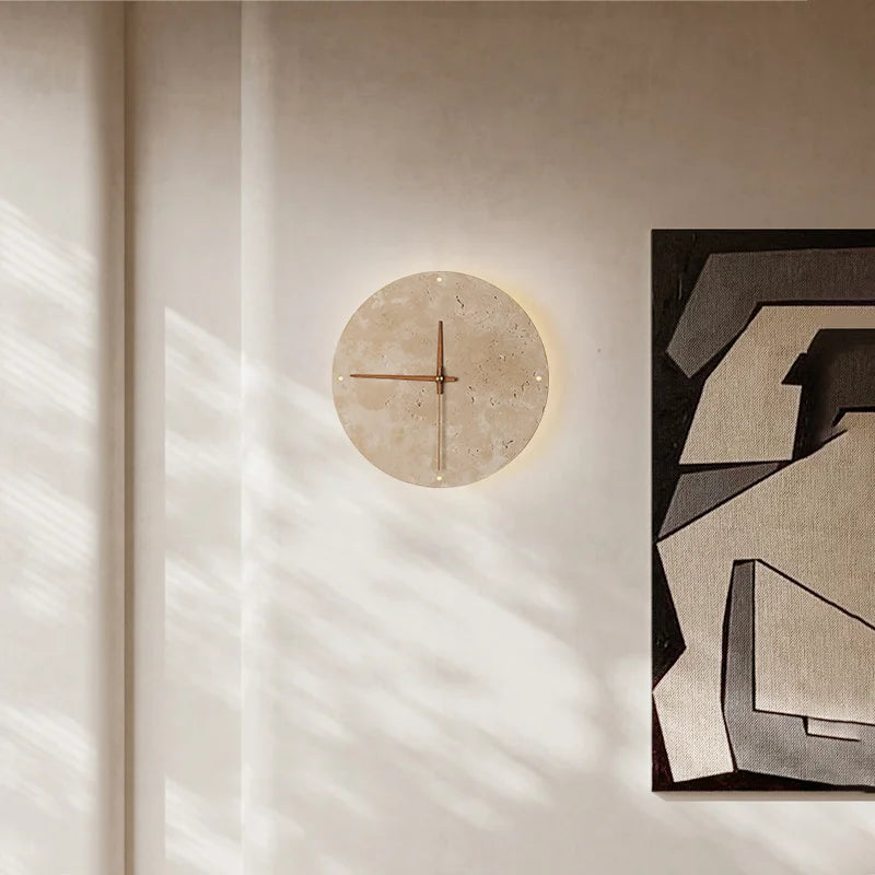 RoyaleGlow Elegant Wabi-Sabi Naturlig Sten Klocka - Tidlös Heminredning Carvallo