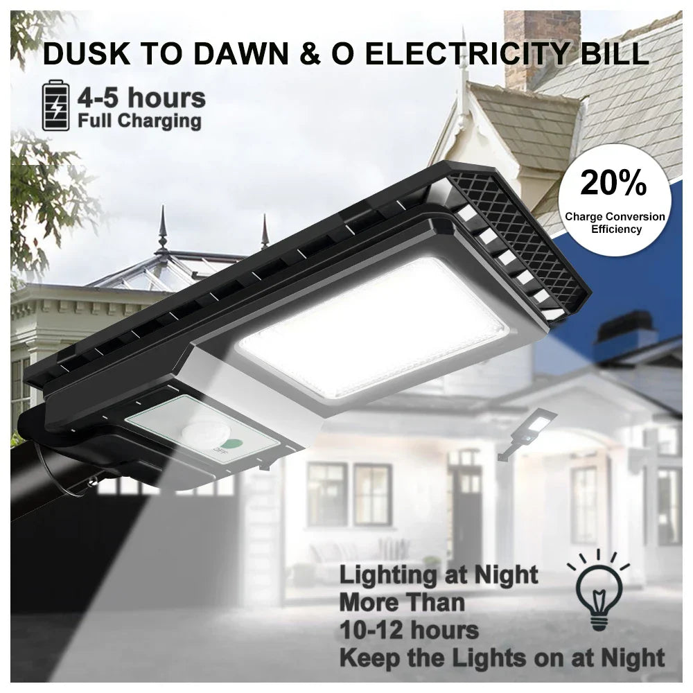 Carvallo MaxBright | 156 LED Solargatubelysning | Rörelse.sensor | 80W med 2000 mAh batteri Carvallo