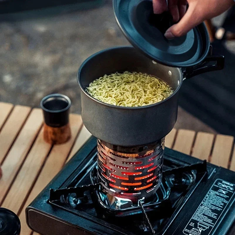 Carvallo Bärbar Mini-Gassvärmare för camping | Robust värmeskydd av rostfritt stål | Utomhussvärmarhuvud för gasolkök 14 × 12 cm Carvallo