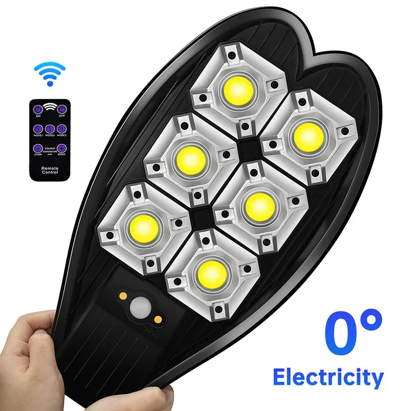 Carvallo Solar Vägglampa med Fjärrkontroll | 6x COB LED-lampor | 3 Ljuslägen | IPX66 Vattentät | För Trädgård, Gård & Uppfart Carvallo