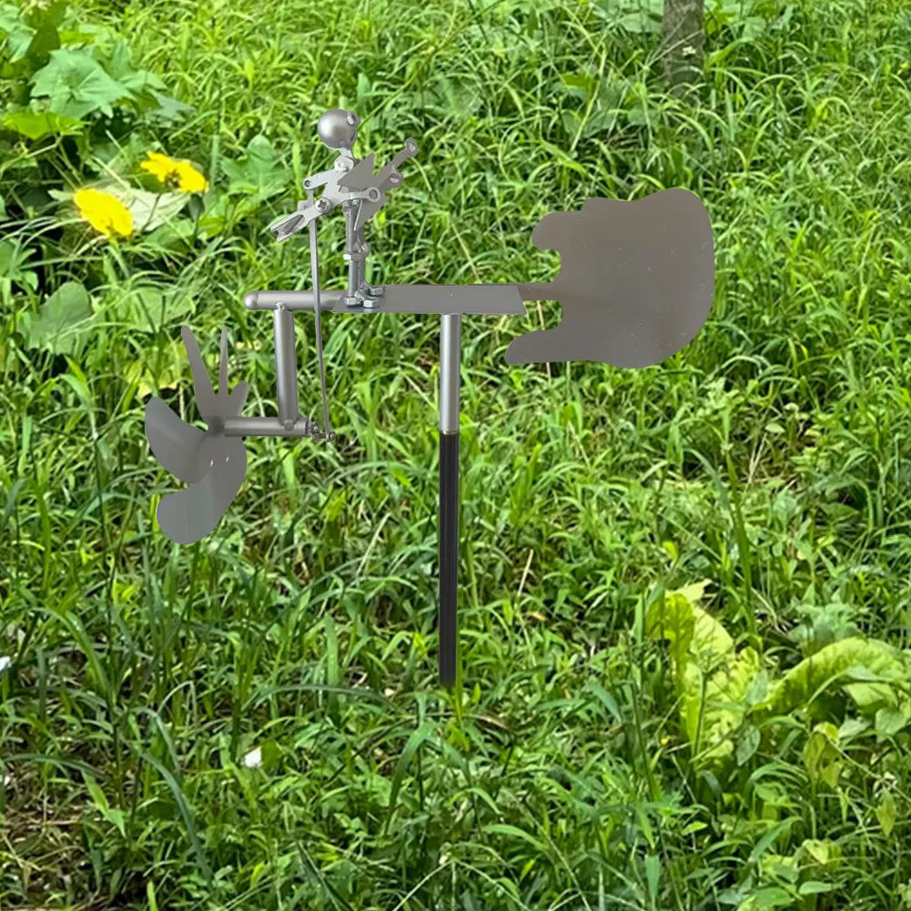 Carvallo Metall Vindspel Gitarr | Handgjord Vindskulptur | Rock Dekor för Trädgård & Terrass | 28 × 17 cm Carvallo