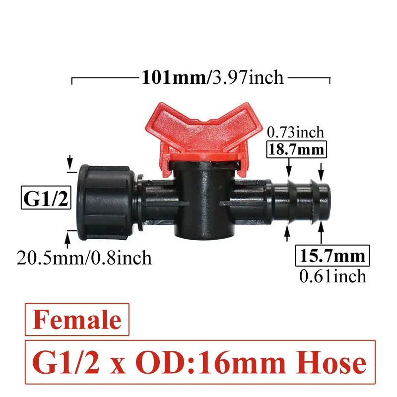 Carvallo FlowTura ConnectPro | Mini-kula ventil med slanganslutning och gänga | För trädgård, PE-slang och droppbevattning Carvallo