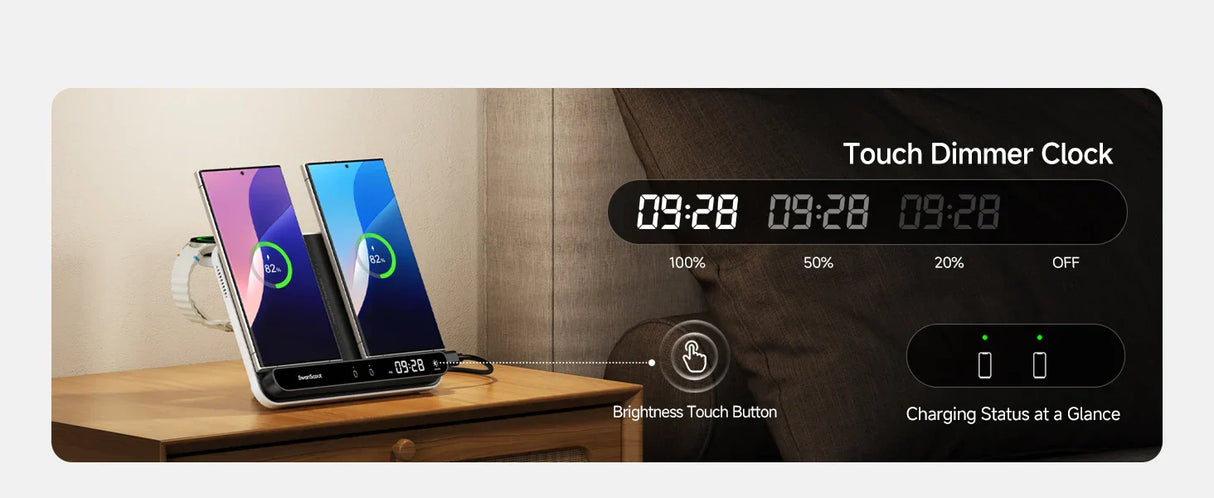 Royallure Dual Wireless Charger – Snabbladdningsdocka för Telefon, Klocka & Hörlurar (Samsung Kompatibel) Carvallo