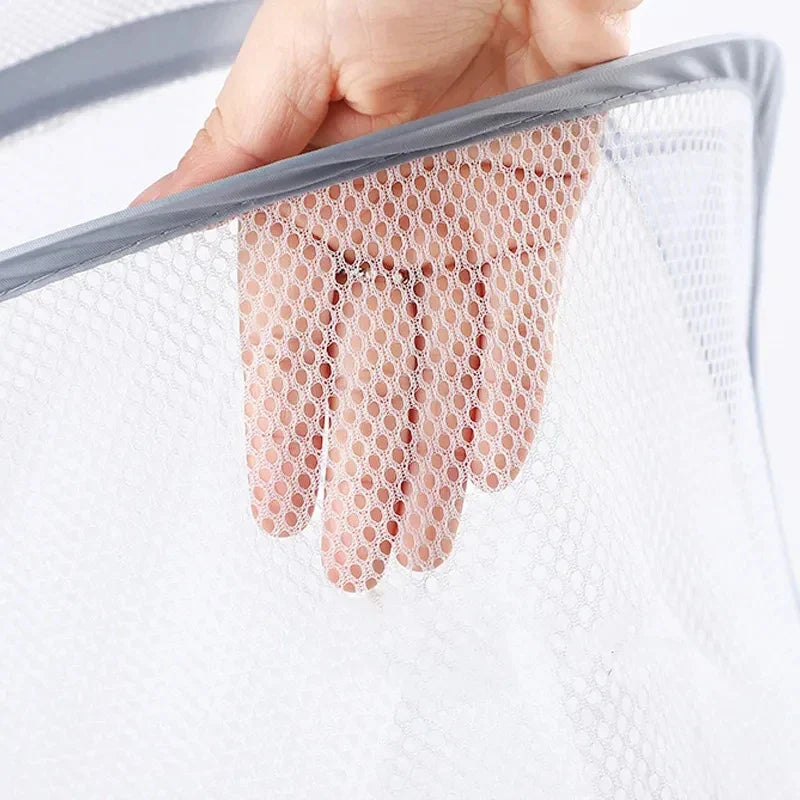 Carvallo WashHang Vägghängande Tvättkorg | Fällbar & Andningsbar | Med Bärhandtag | 30×18×40 cm | Grå/Vit Carvallo