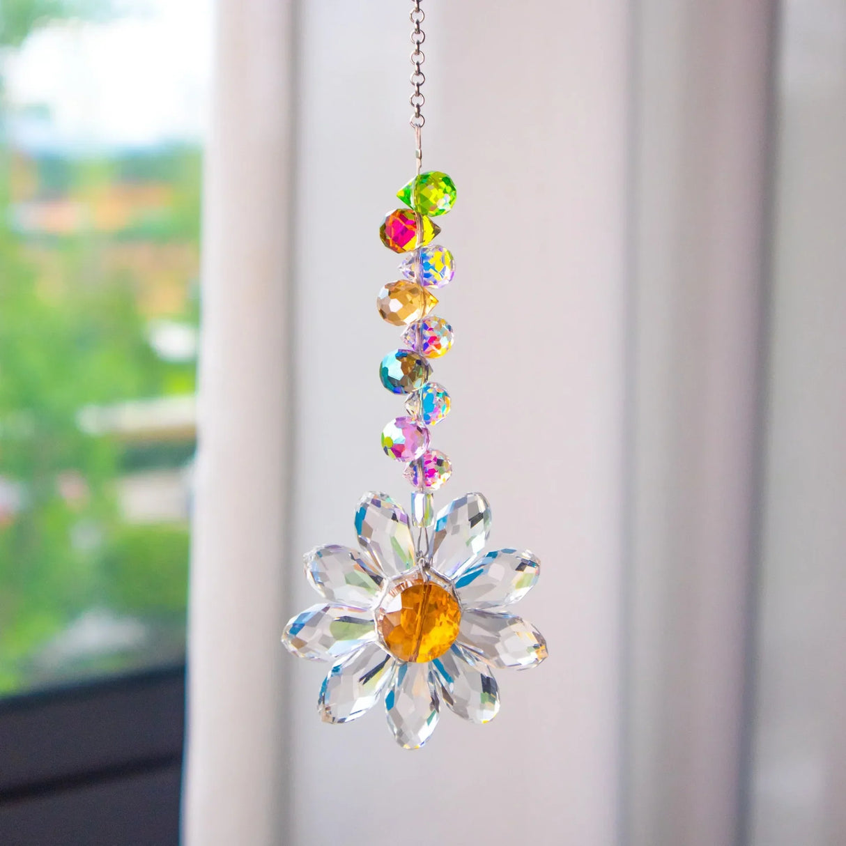 Carvallo-Suncatcher LumiMargarita | K9-Daisy-Regnbågsfångare | Fönster- & Trädgårdsdekoration | 32 cm | Gåvoidé för Hemmet Carvallo