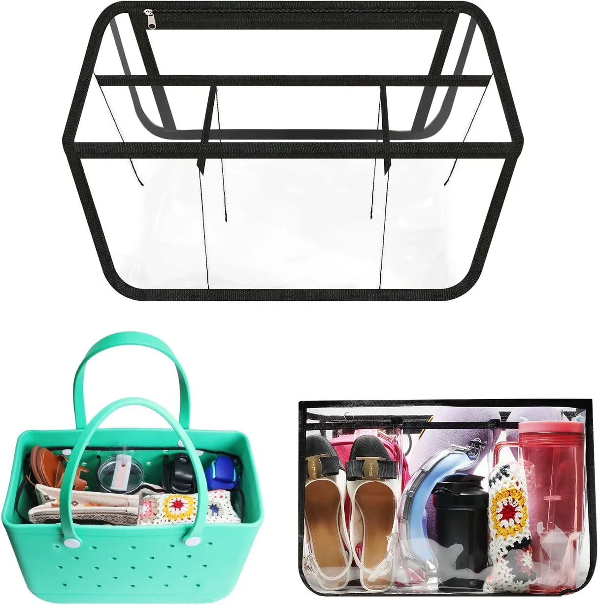 Carvallo Väska-Organizer för Strandväskor | Vattentålig & Lätt | Med Dragkedjefack & Flera Fack | Passar för Bogg Bag XL Carvallo