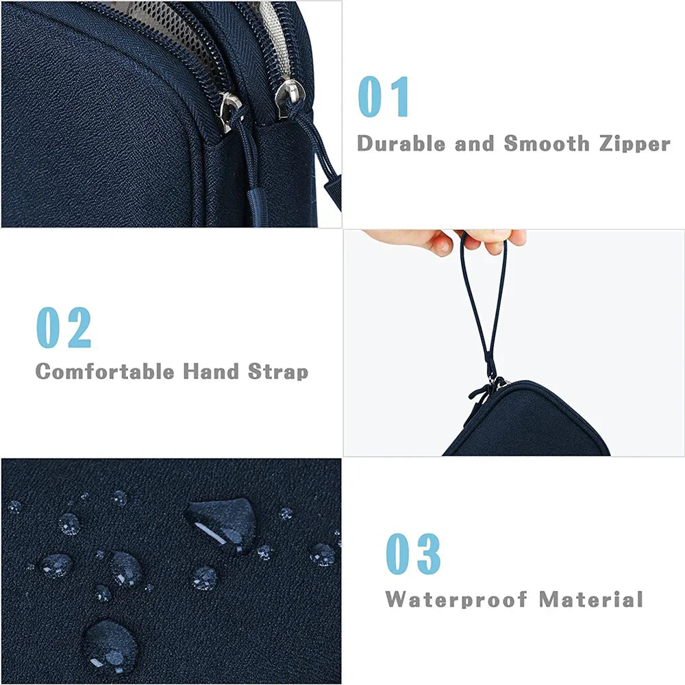 Carvallo PackSafe Elektronik Organizer Väska | 2-lager & vattentät | För kablar, laddare, USB & tillbehör | Kompakt & bärbar Carvallo