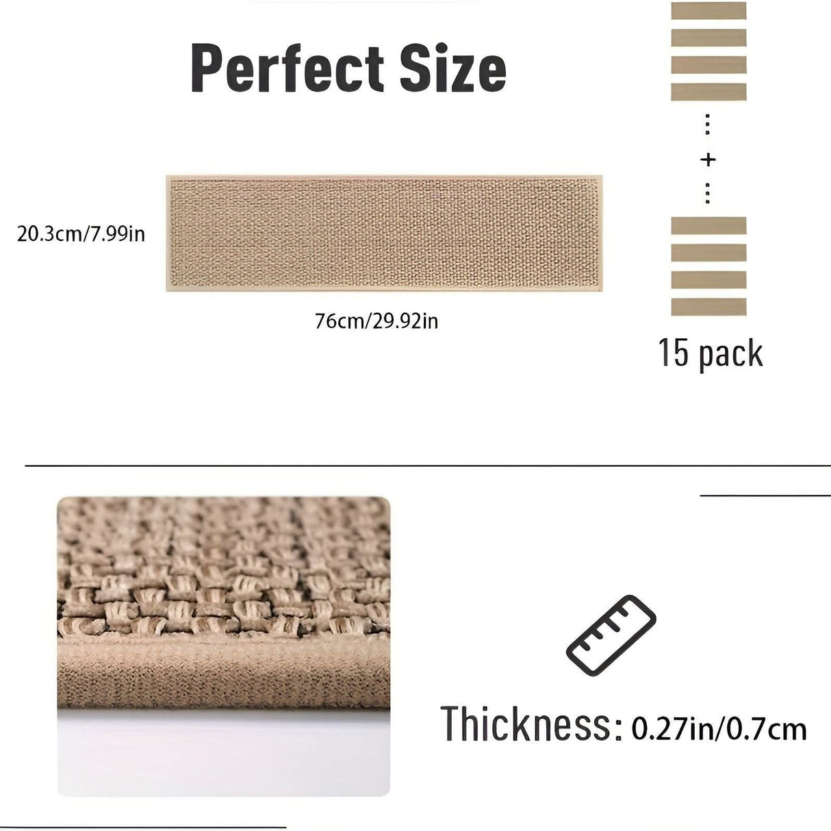 SafeStep Mat - 15 Del Antiskid Säkerhetsgummitrappmatta Carvallo