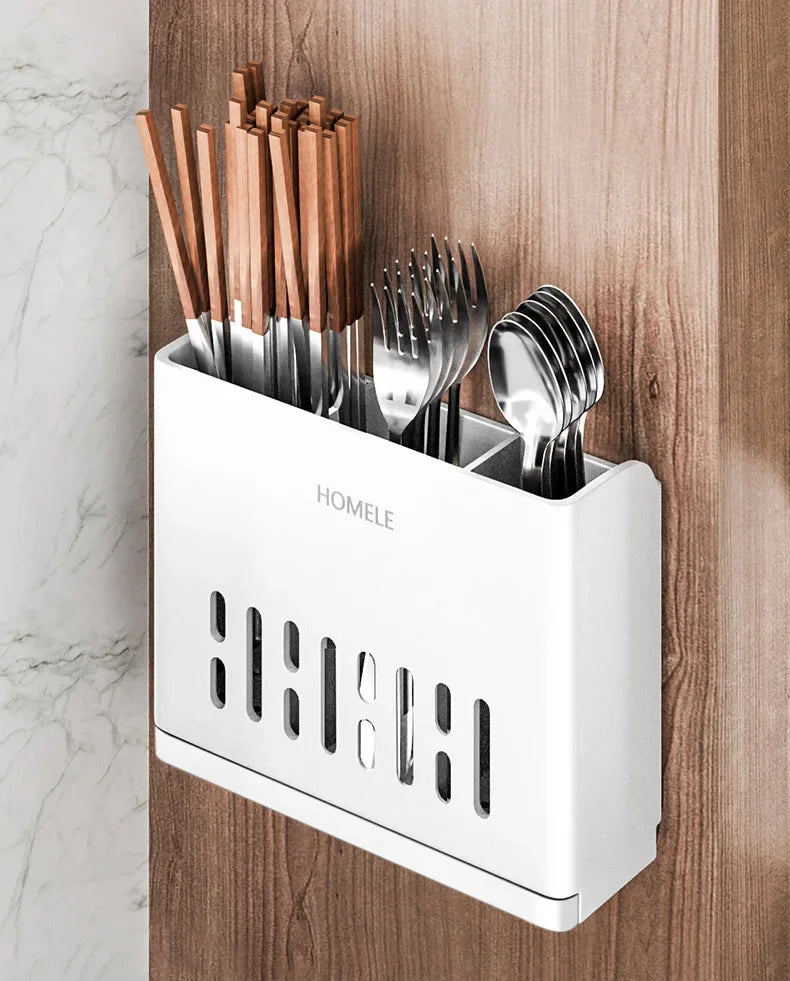 Carvallo bestickshållare | Vägg- & stående montage | Med avrinningfunktion | För kök & matplats Carvallo