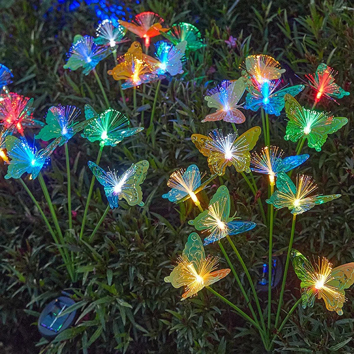 Carvallo ButterflyGlow Solar Trädgårdslampa Fjäril | LED Glasfiber-ljus | Färgväxling & Varmvit | IP65 Vattentät | För Balkong, Trädgård & Dekor Carvallo