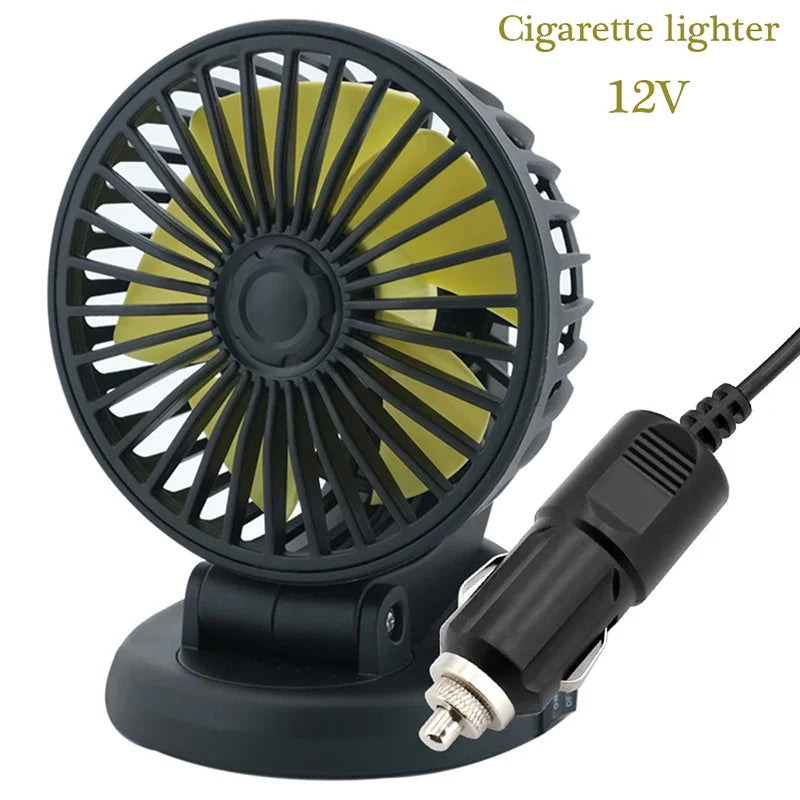 Carvallo Bilfläkt 12V/24V/5V | USB eller Tändare | Svängbar & Kompakt | För Bil, Lastbil, SUV, Husbil & Kontor Carvallo