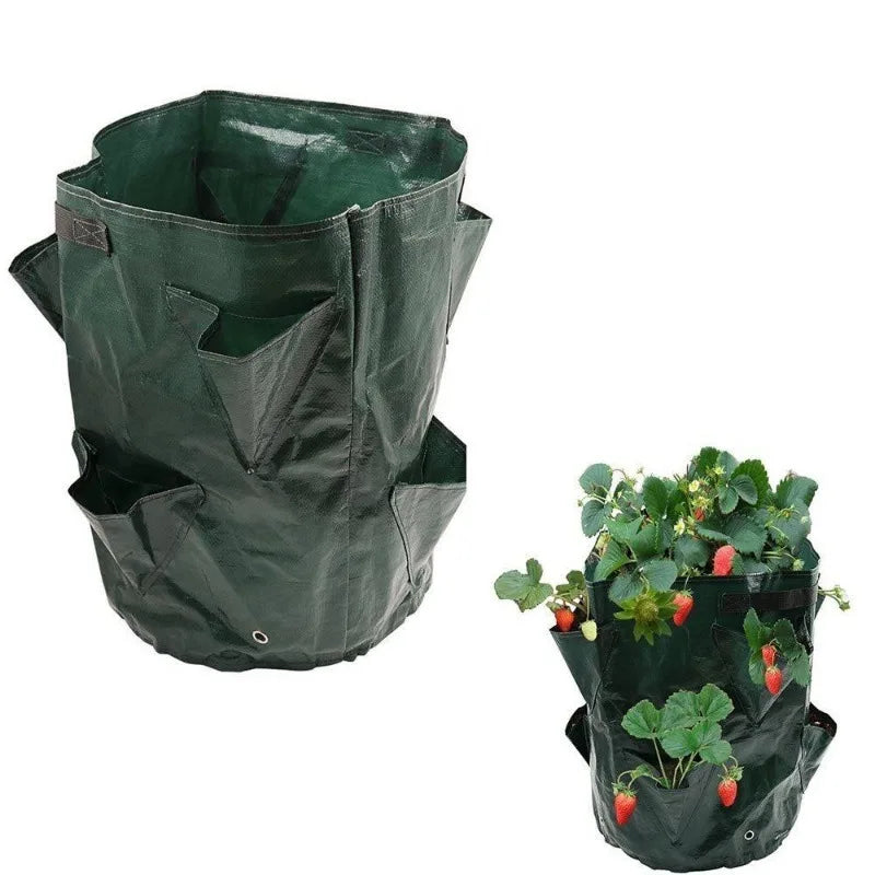 Carvallo GrowBag planterpåse för jordgubbar & grönsaker | 5/7/10 gallon | Med planteringsöppningar & bärhandtag | PE-material | Fällbar & Återanvändbar Carvallo