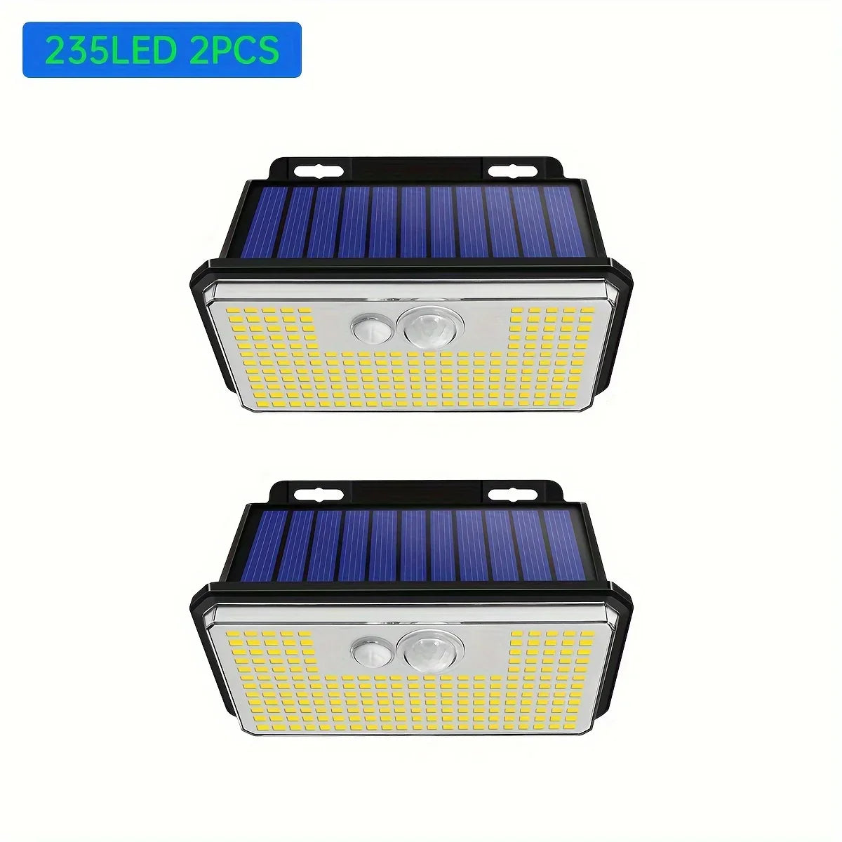 Carvallo 197 Solar Vägglampor Set | 2 stycken | 197 LEDs | 3 lägen | IP65 Vattentålig | Rörelsesensor | Utomhusbelysning för Trädgård, Gård & Terrass Carvallo