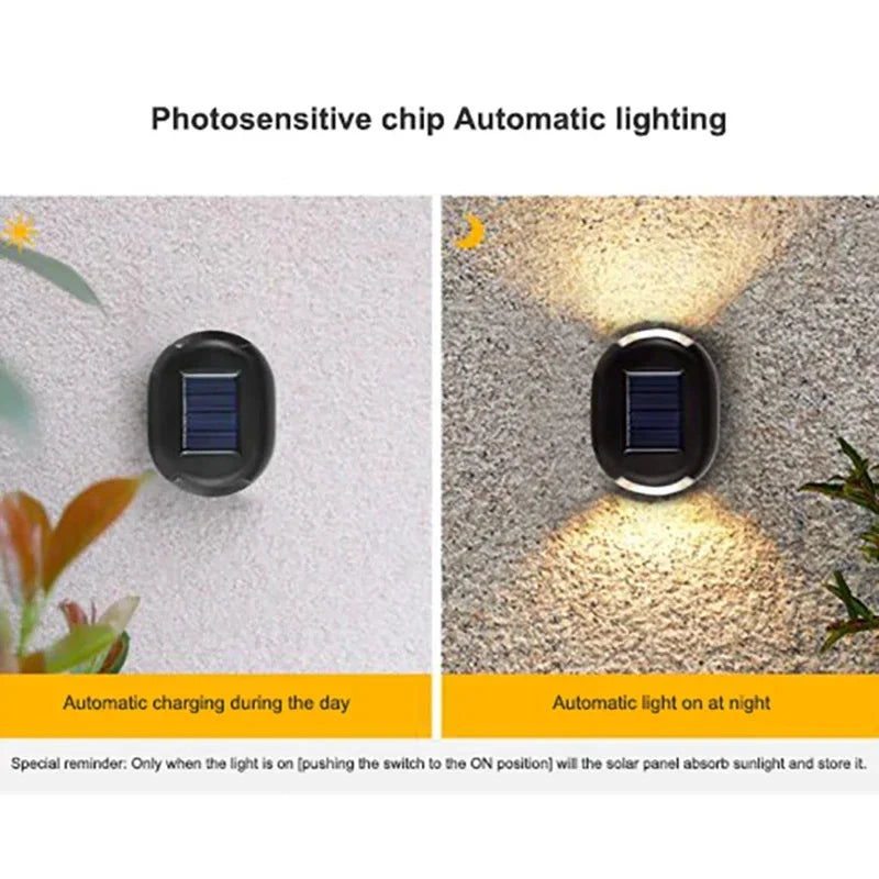 Carvallo Solar Vägglampa Oval | IP65 Väderbeständig | Upp & Ned Ljusstråle | För Trädgård & Utomhusvägg Carvallo