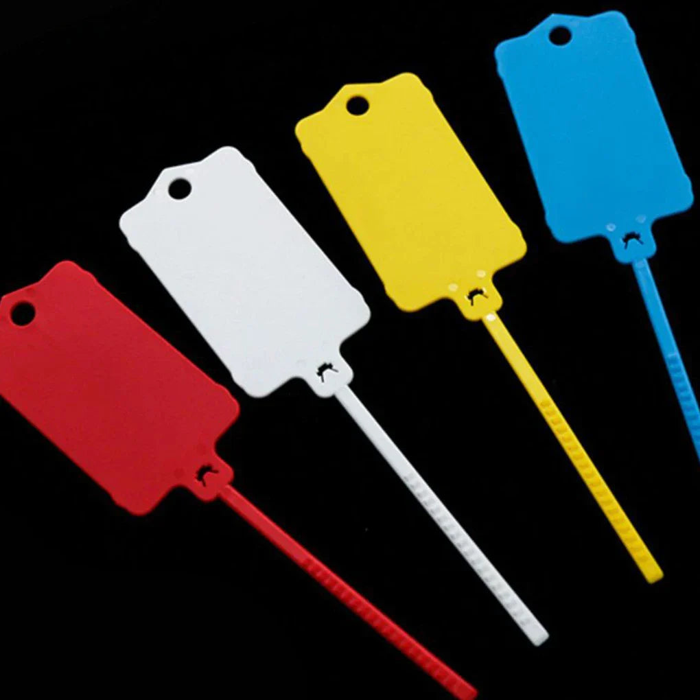 Carvallo FlexiTag 100 | 100 stycken | Återanvändbara plastetiketter med förslutningsband | För nycklar, bagage, lager och kontor Carvallo