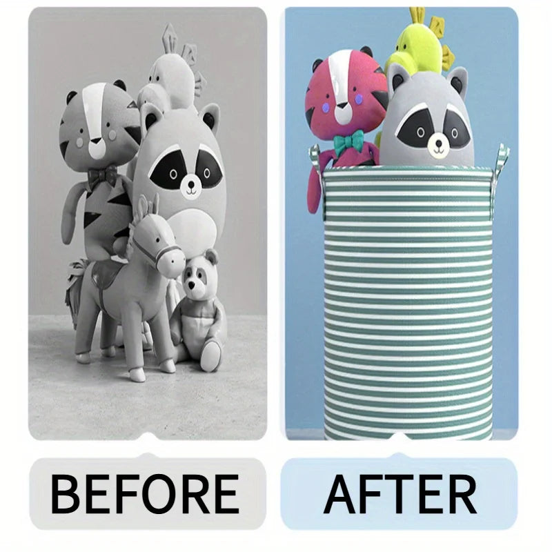 Carvallo Fällbar Tvättkorg med Randigt Mönster | 40×35 cm | Multifunktionell Förvaringskorg för Badrum, Sovrum & Leksaker Carvallo