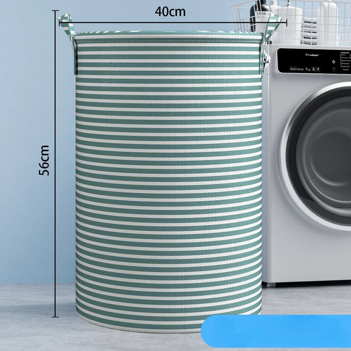 Carvallo Fällbar Tvättkorg med Randigt Mönster | 40×35 cm | Multifunktionell Förvaringskorg för Badrum, Sovrum & Leksaker Carvallo