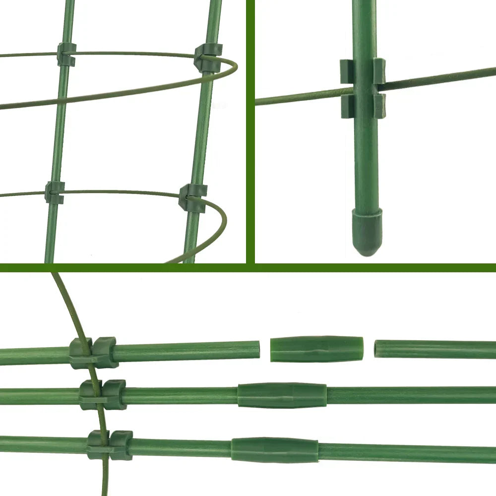 Carvallo FlexCage 90 Justerbar tomatbur 90 cm | Växtstöd med 4 ringar och clips | För klätterväxter, gurkor, paprika och blommor Carvallo