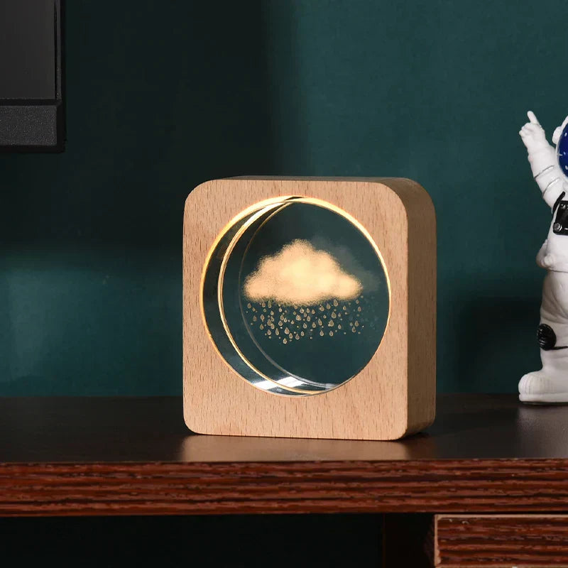 LumiWood - 3D Trä Nattlampa med Gravyr och Varm LED-belysning Carvallo