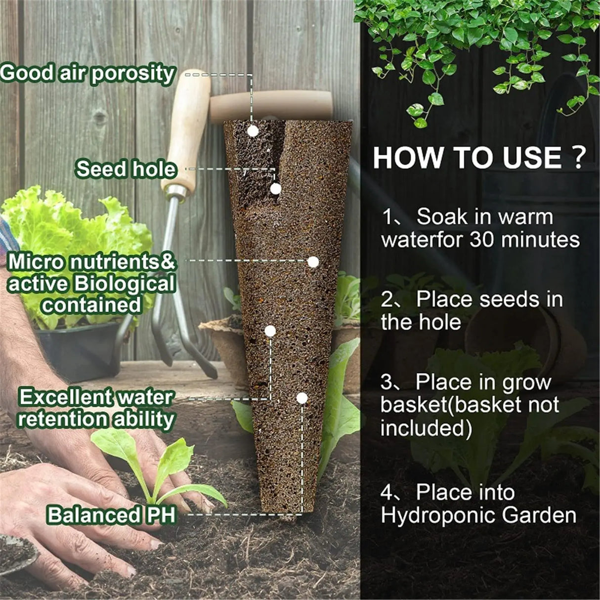 Carvallo Hydroponik Startset 120-delat | Med korgar, svampar & skydd | För inomhusträdgård & uppfödning Carvallo