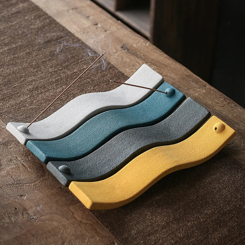 Carvallo – Elegant Keramisk Rökelsehållare med Lugnande Vågmönster Carvallo