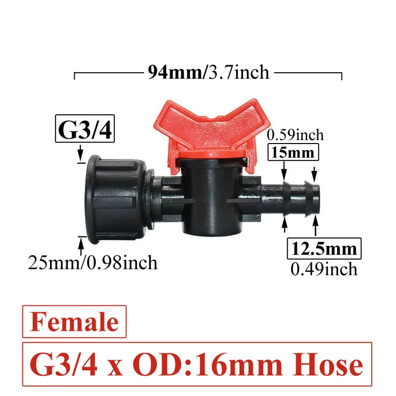 Carvallo FlowTura ConnectPro | Mini-kula ventil med slanganslutning och gänga | För trädgård, PE-slang och droppbevattning Carvallo