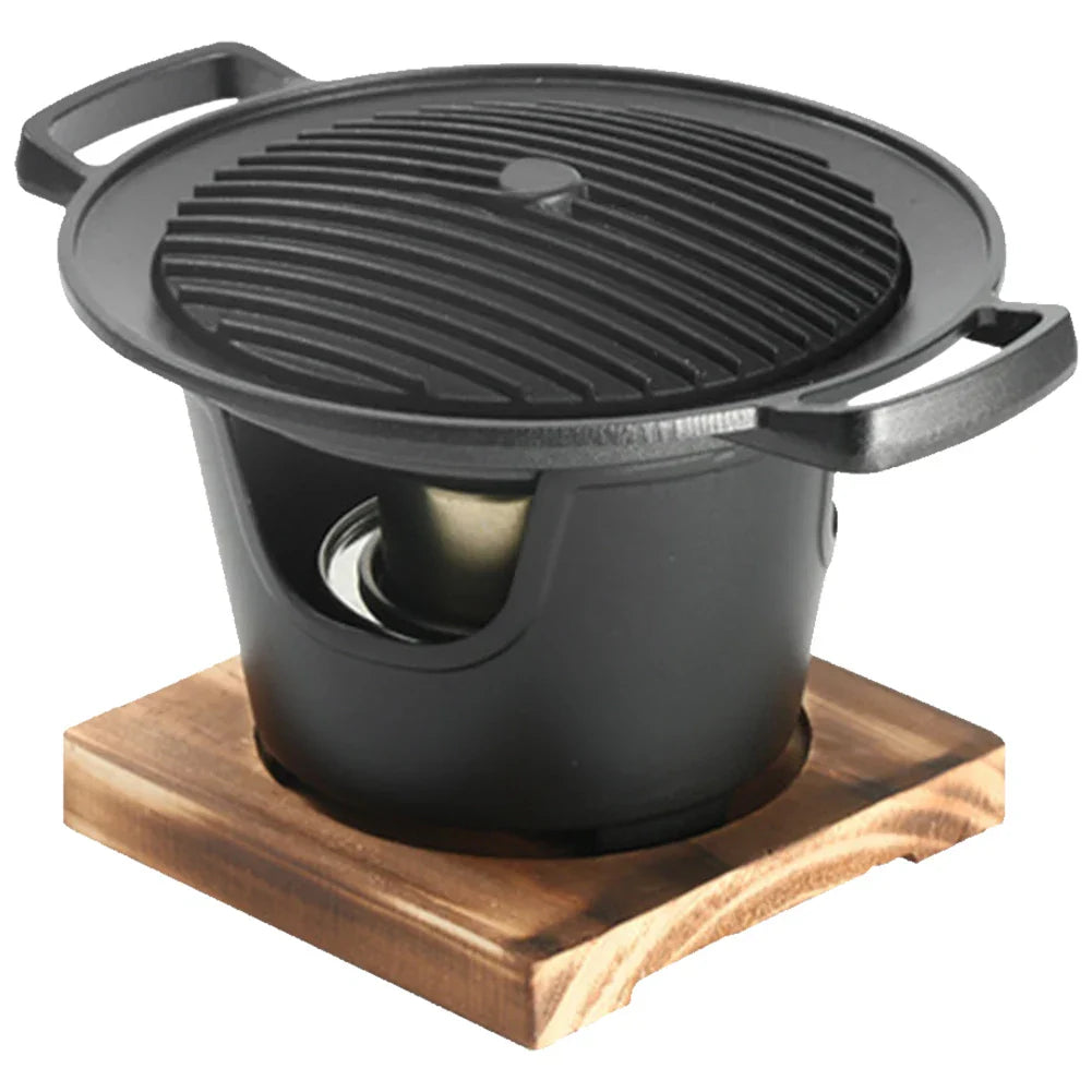 Carvallo Japanesisk Mini-Grill med Alkoholkamin | Bärbar Bordsg grill utan rök | Kompakt och beläggningsfri | För Camping och Balkong Carvallo