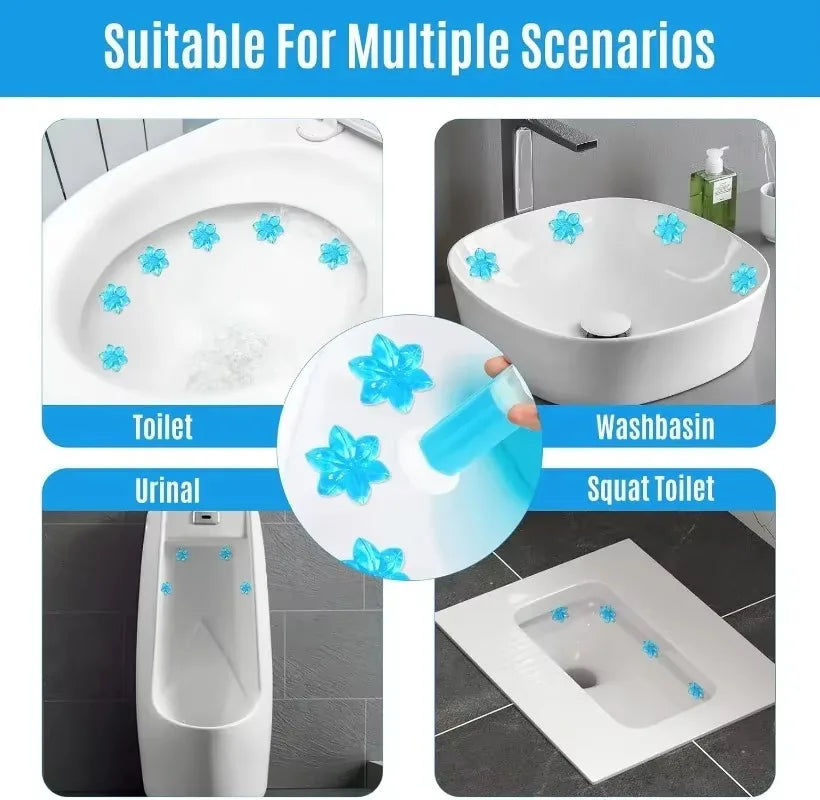 Carvallo WC-Gelblommor | Doftgel för toalett & urinal | Rengörande, Antibakteriell & Dekorativ | 12 blommor per stick Carvallo