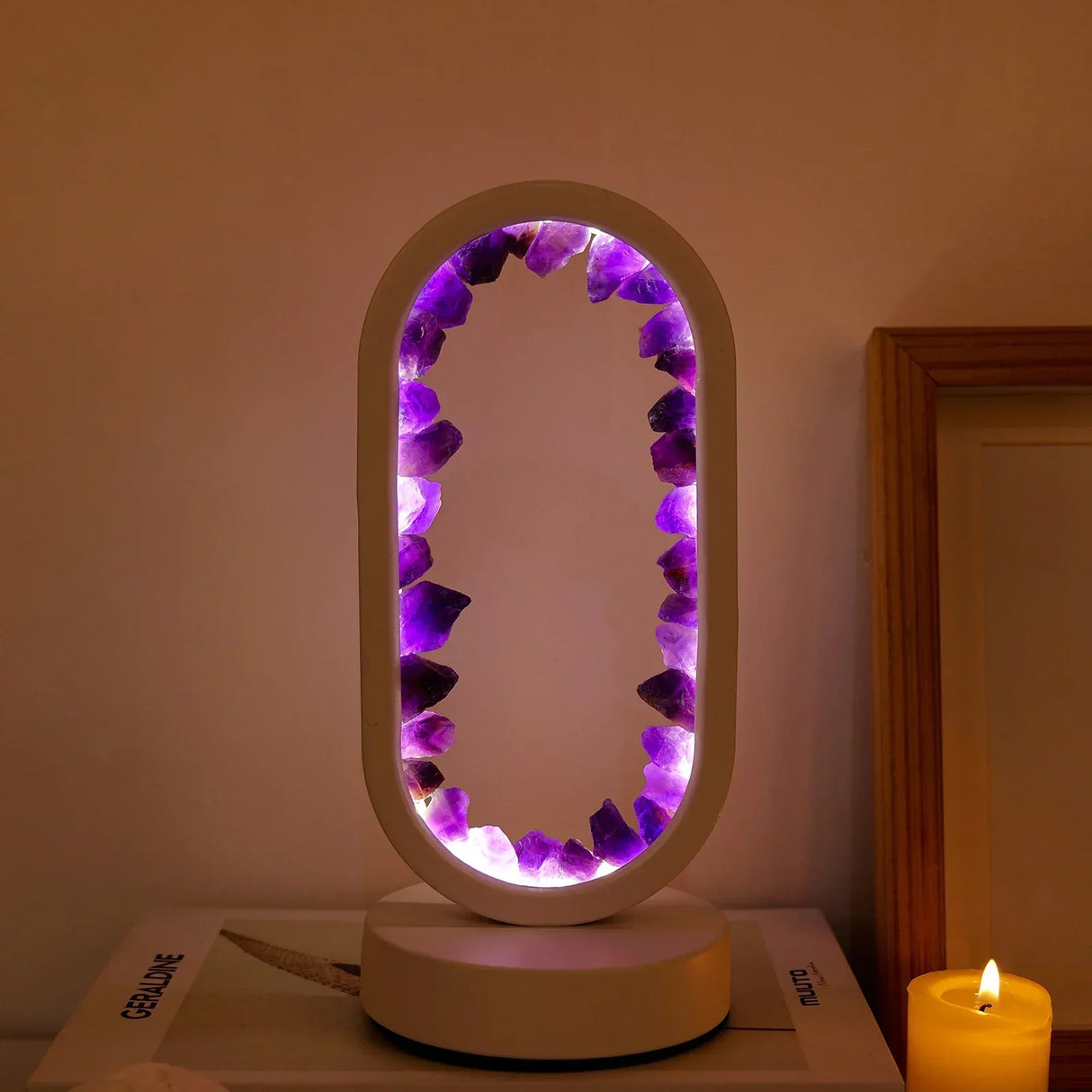 Elegant Amethyst Crystal Lamp – Ambient LED Belysning för Avkoppling Carvallo