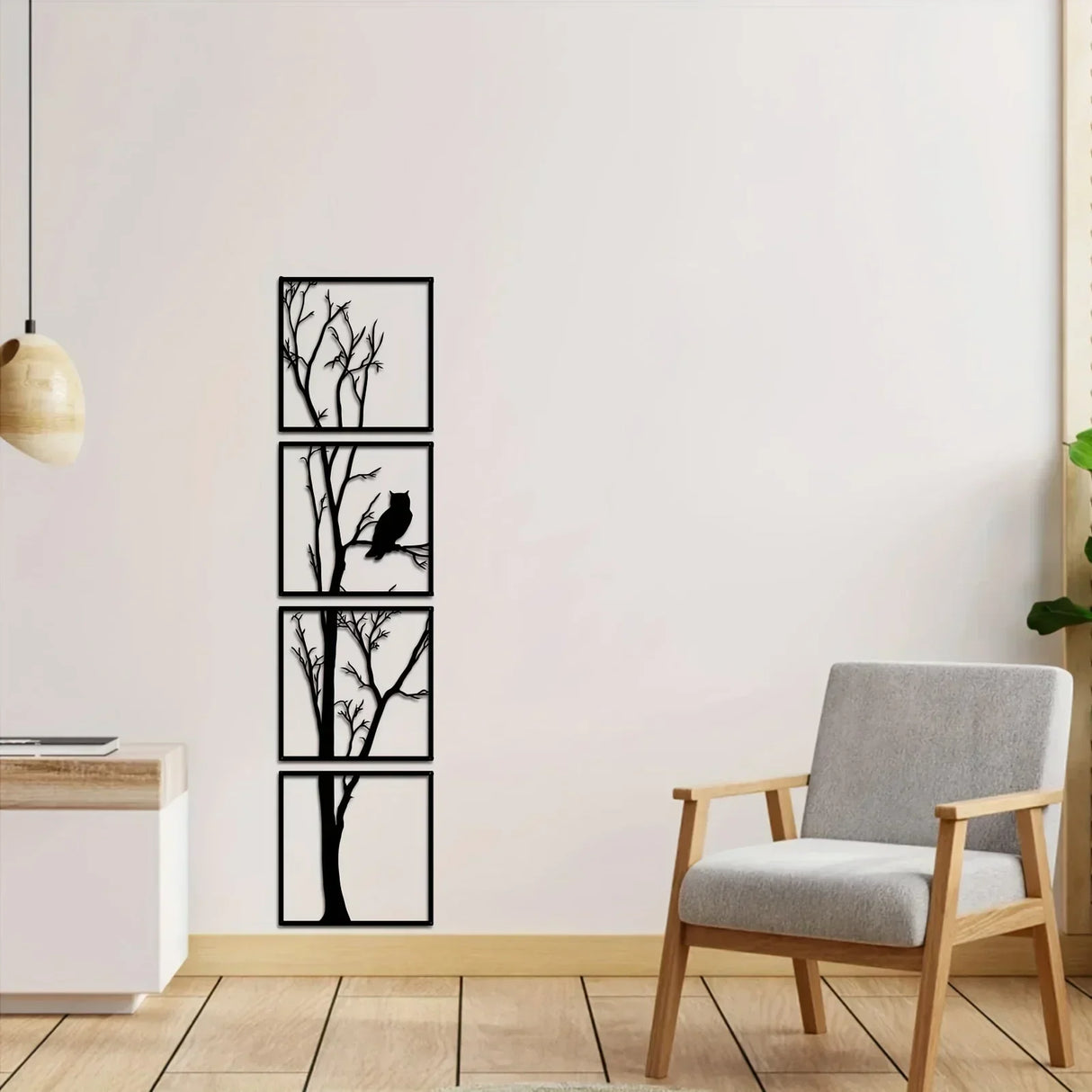 Väggdekoration Träd och Uggla - Minimalistisk och Stilig Carvallo