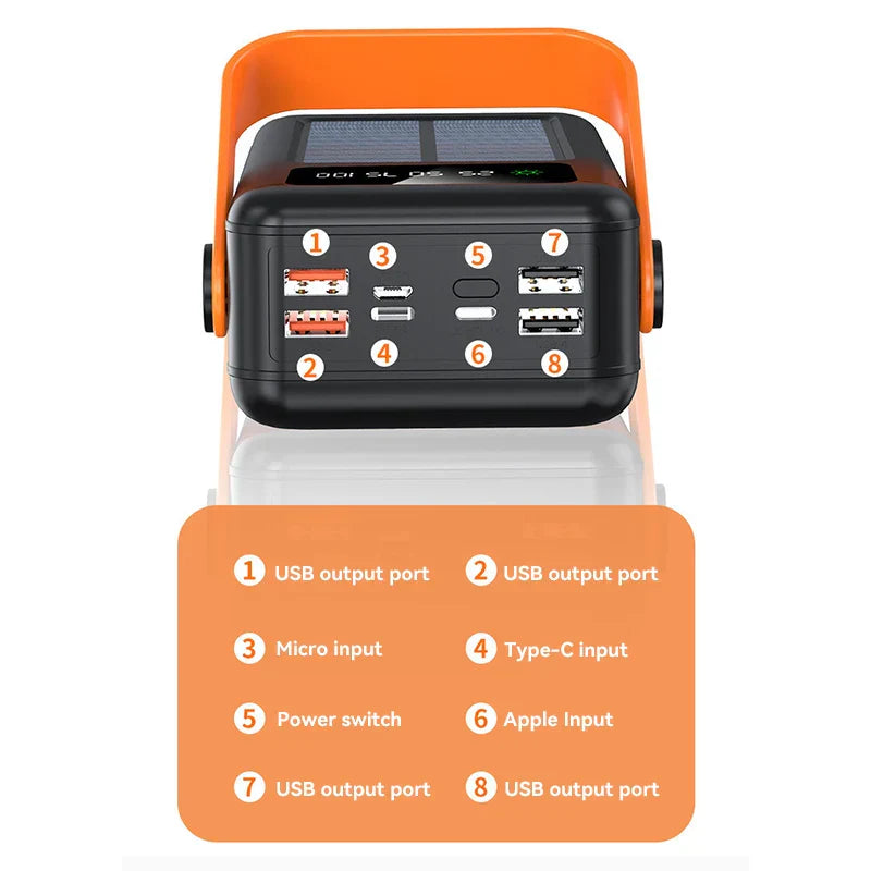 Carvallo Xiaomi Solarbatteri 100 000 mAh Powerbank med integrerad LED-ficklampa – Snabb laddning & Ute-elförsörjning Carvallo