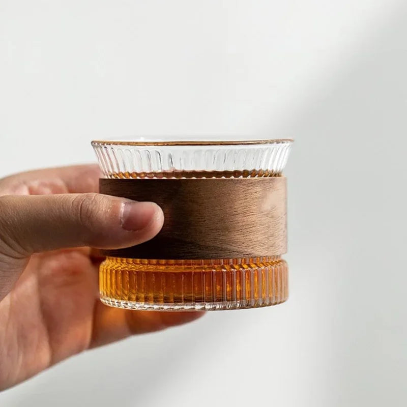 Carvallo – Handgjord Tumbler Glas med Trädetalj för Stilig Njutning Carvallo