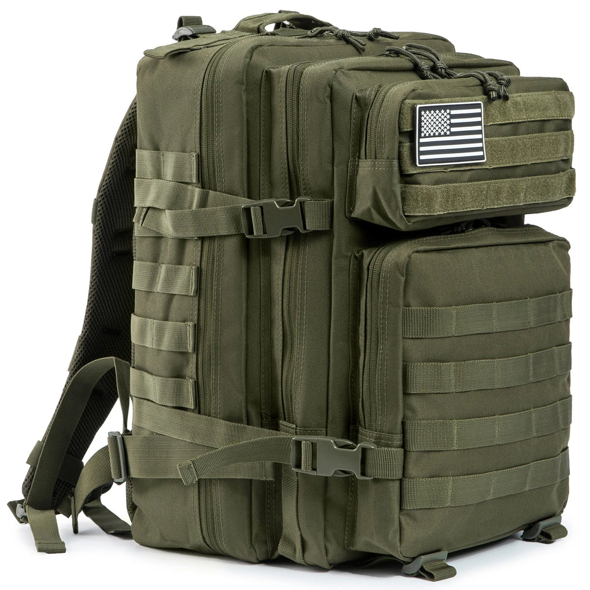 Carvallo 45 L Utomhus Ryggsäck | Molle-System | 3-Dags Kapacitet | Robust & Multifunktionell – Svart/Khaki/Oliv Carvallo