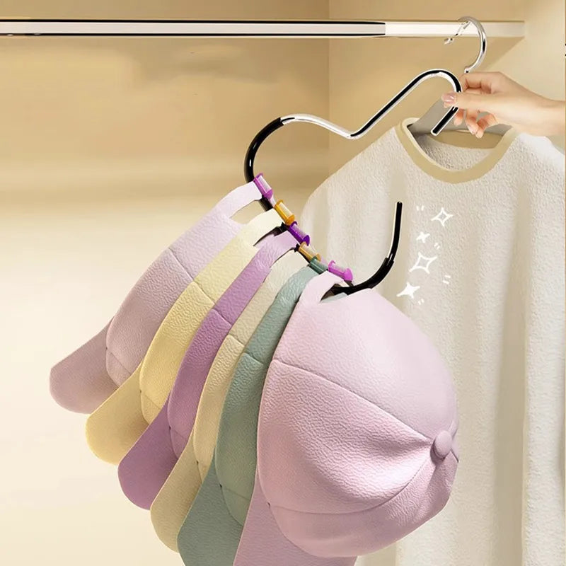 Carvallo Hatt-organisator Ring | Platsbesparande garderobs-hängare för 8 kepsar, sjalar & tillbehör | Metall & PP-plast Carvallo