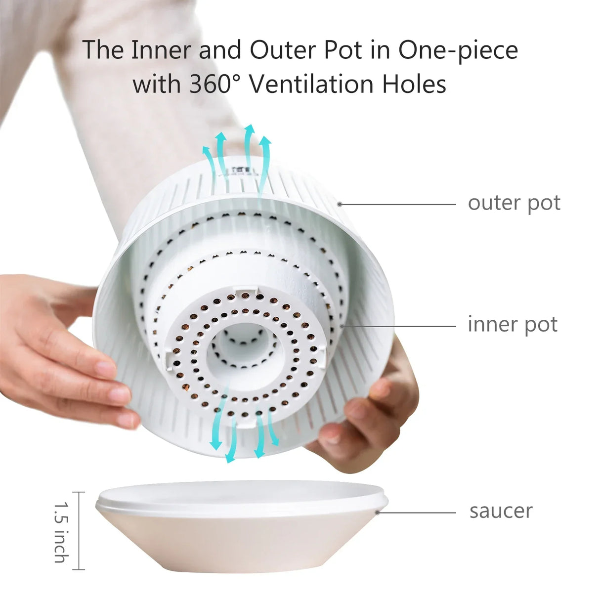 Carvallo orkidépot med ventilationshål | Perfekt dränering | För inomhus & utomhus | 12 cm | Robust PP-material Carvallo