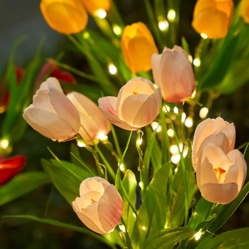 Carvallo Solartulip | LED trädgårdslampa i blomform | Solarbetriven | Väderbeständig & dekorativ | För trädgård, balkong & gångar Carvallo