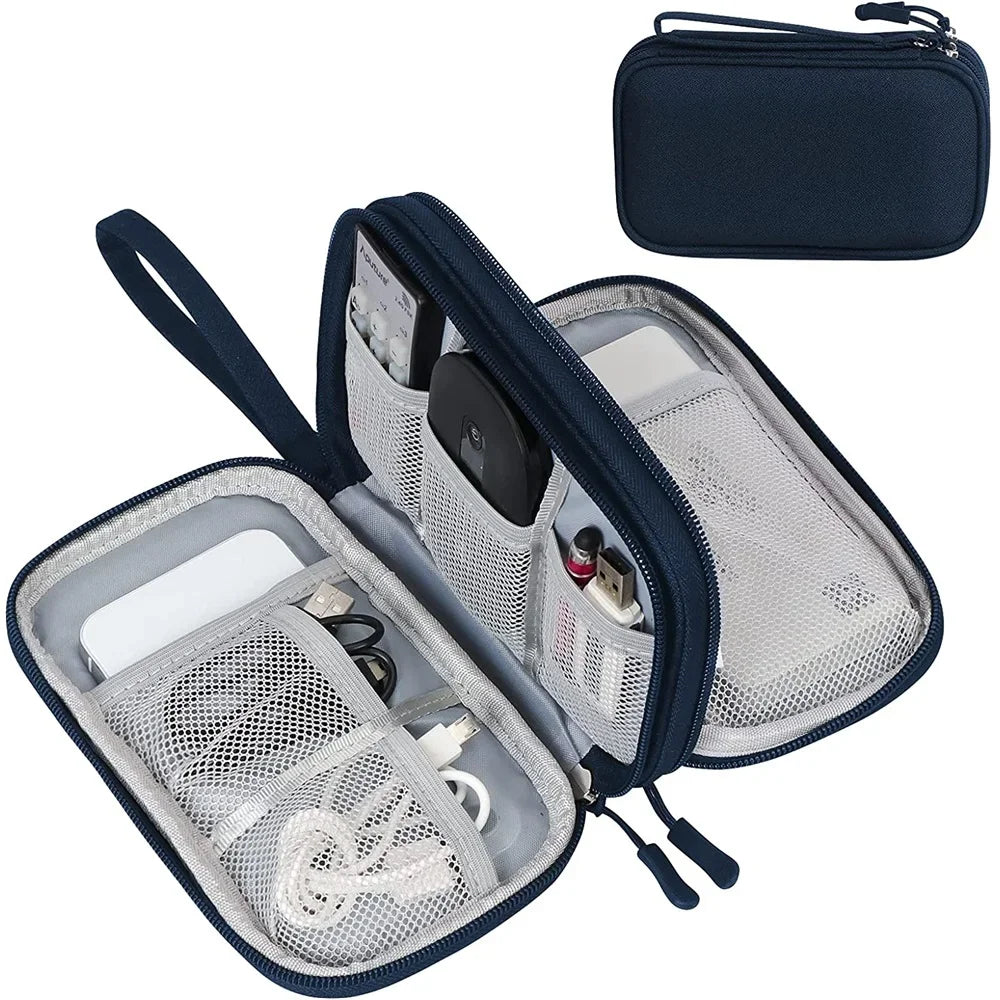 Carvallo PackSafe Elektronik Organizer Väska | 2-lager & vattentät | För kablar, laddare, USB & tillbehör | Kompakt & bärbar Carvallo