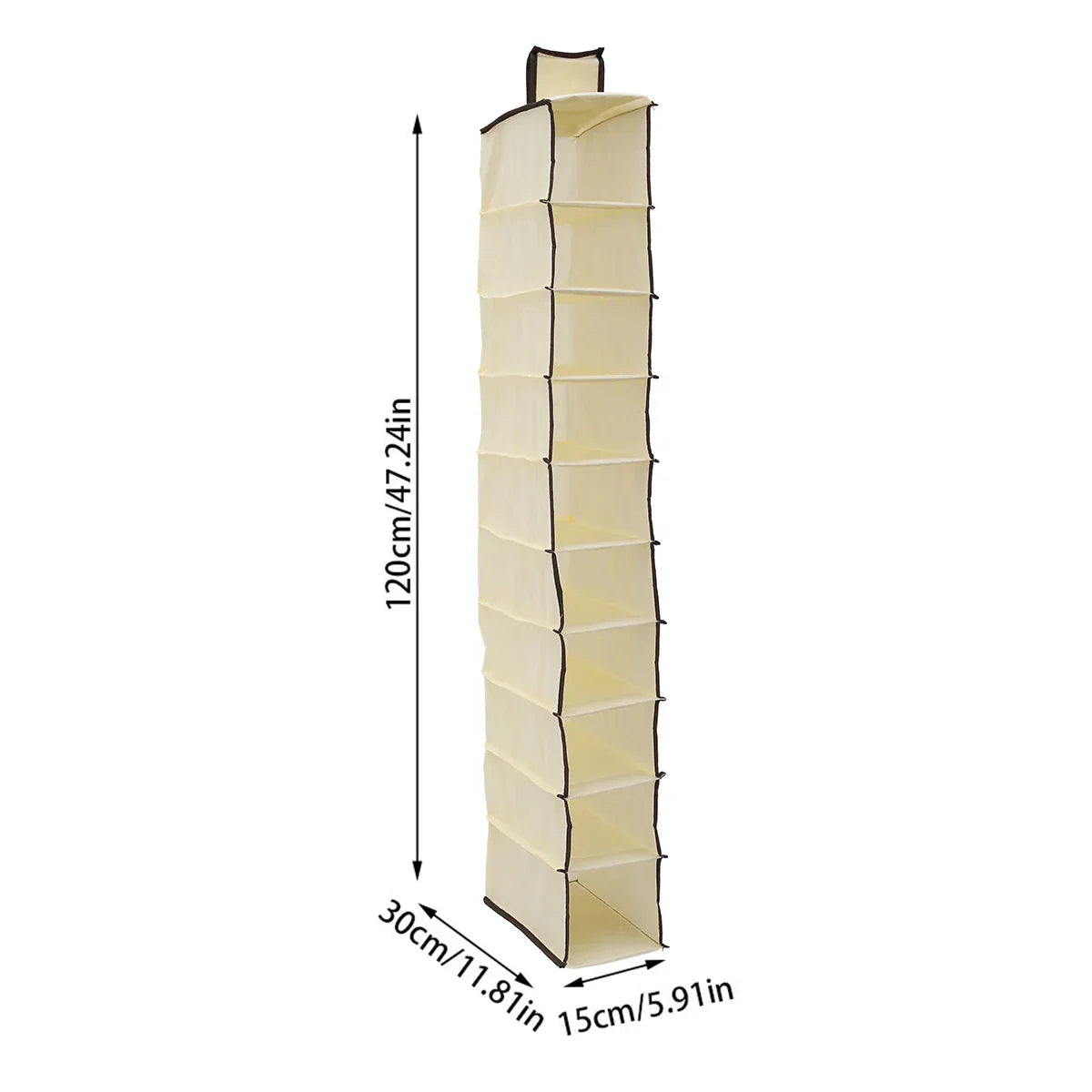 Carvallo 10-lagers Hängande förvaringsorganisatör | Fällbar & Platsbesparande | För skor, kläder & tillbehör i garderoben Carvallo
