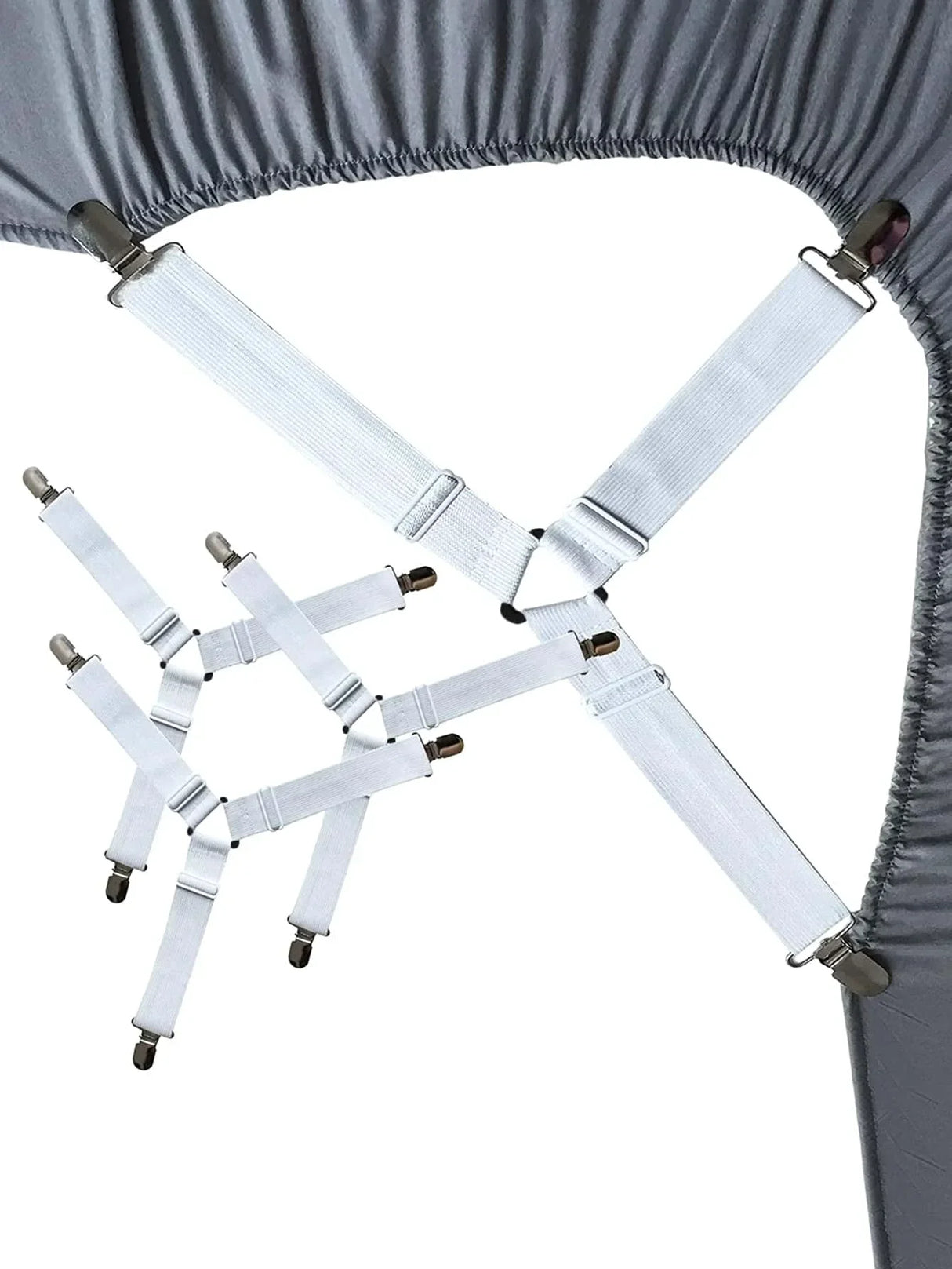 Carvallo Spännbäddslakanhållare Set | 4-pack Triangulära Bäddlakanhållare | Justerbar & Antislip – För Madrasser, Duket och Överdrag Carvallo