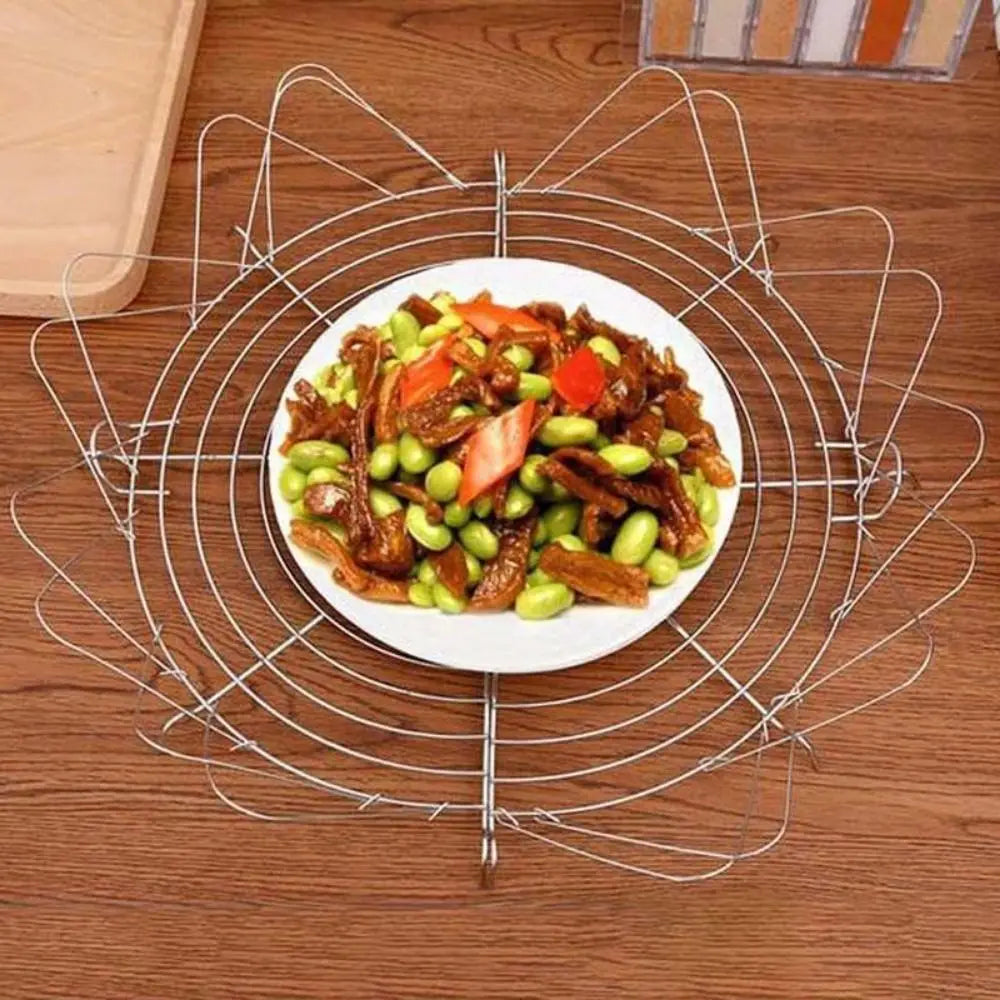 Carvallo OilGuard | Fällbart rostfritt stål avrunnen droppställning | Halvrund & med säkerhetskant | För pannor 32–38 cm Carvallo