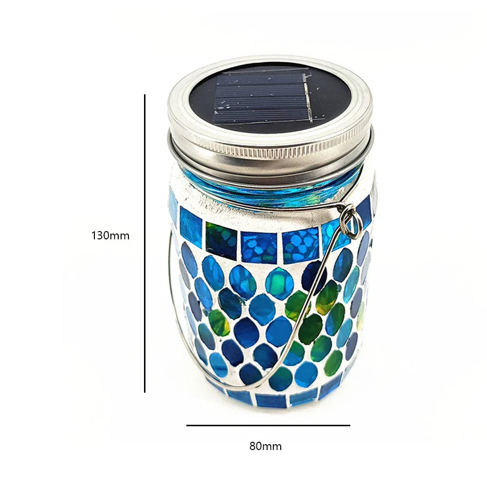 Carvallo LumoMosa Solarlaterne Mosaik LED | Hänglampa för trädgård och terrass | Vattentålig & Bärbar | 13 cm Hög Carvallo