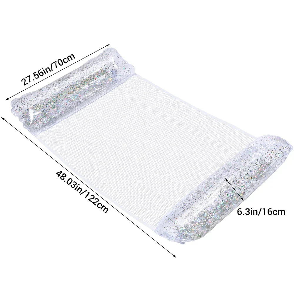 Carvallo Vattenshängmatta uppblåsbar | 130×70 cm | Fällbar Pool-loungestol med ryggstöd | Svimmbädd för pool, strand & semester Carvallo