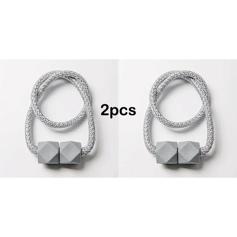Carvallo gardinstång med magnet | 2-pack | Tjock rep-design & Stark grepp | För vardagsrum, sovrum & kök Carvallo