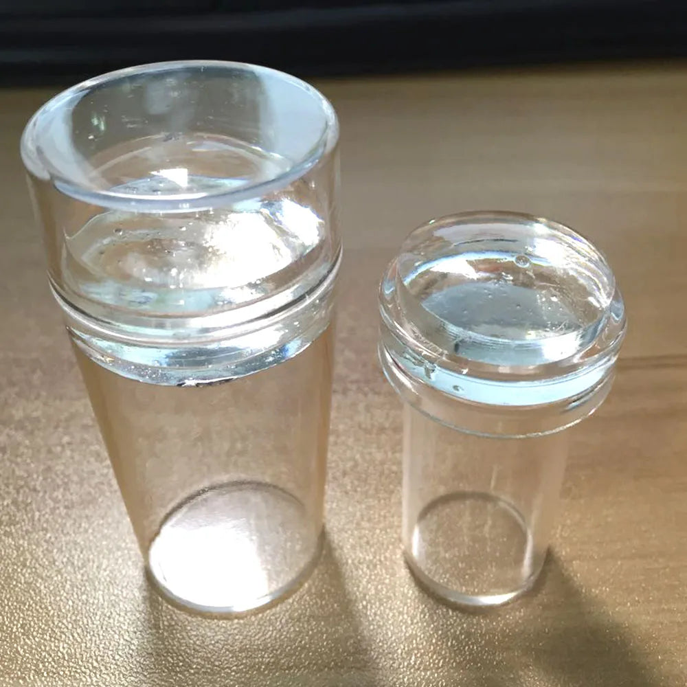 Carvallo-Set ClearStamp Duo | Transparent silikonstämpel & skrapa | För fransk design & nagelkonst | 2,3 cm diameter Carvallo