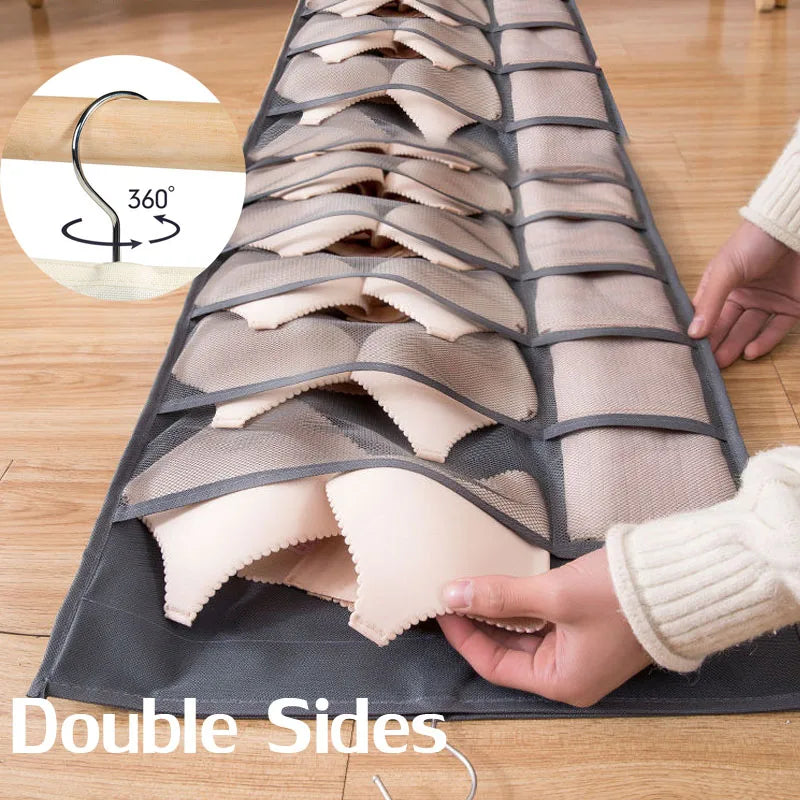 Carvallo-Organizer Closetta | Dubbelsidig med upp till 36 fack | För underkläder, strumpor, BH:ar & accessoarer | Tvättbar & platsbesparande Carvallo