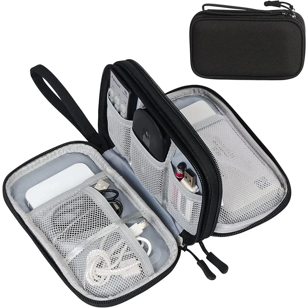Carvallo PackSafe Elektronik Organizer Väska | 2-lager & vattentät | För kablar, laddare, USB & tillbehör | Kompakt & bärbar Carvallo